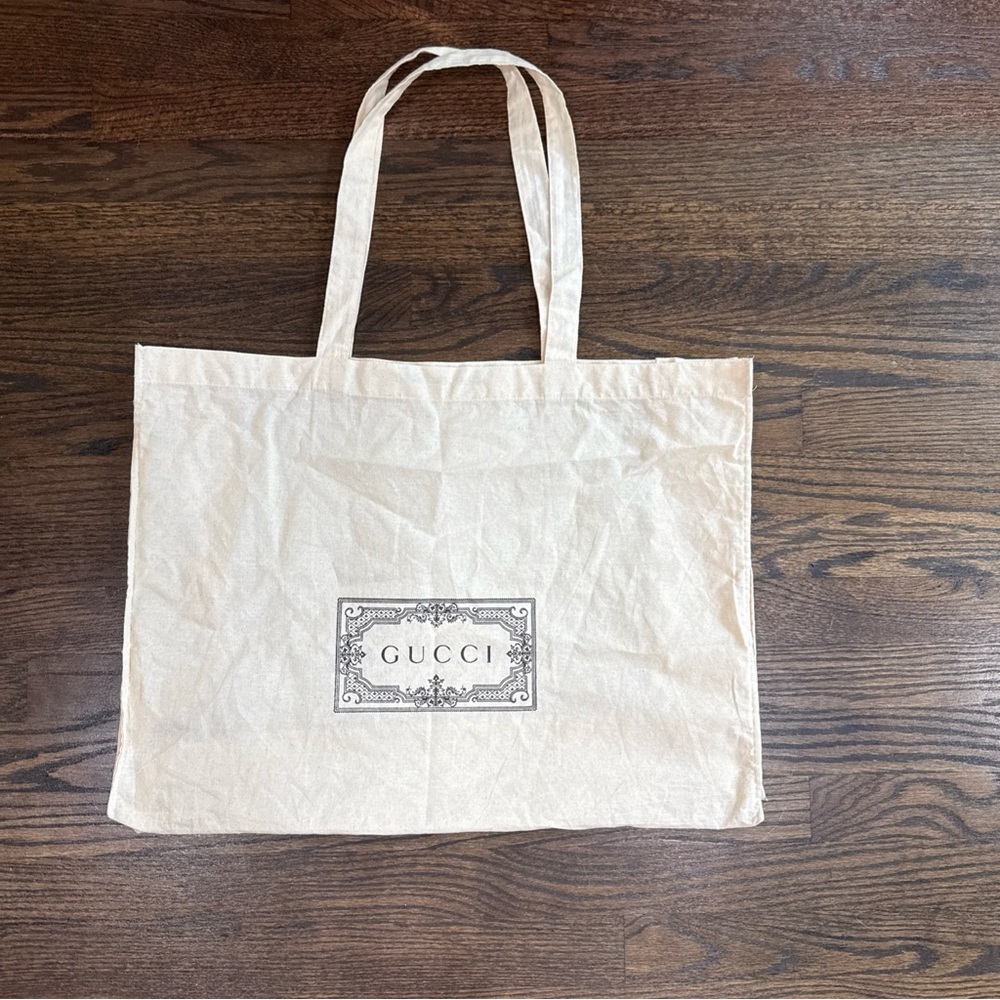 Gucci Reusable Canvas Tote Shopping Shoulder Bag Cotton Double Side Print Large